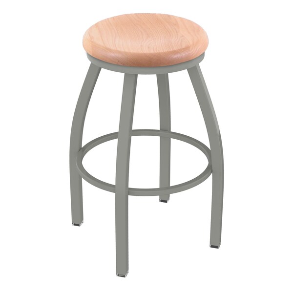 36" Swivel X-Tall Bar Stool, Nickel Finish, Nat Oak Seat